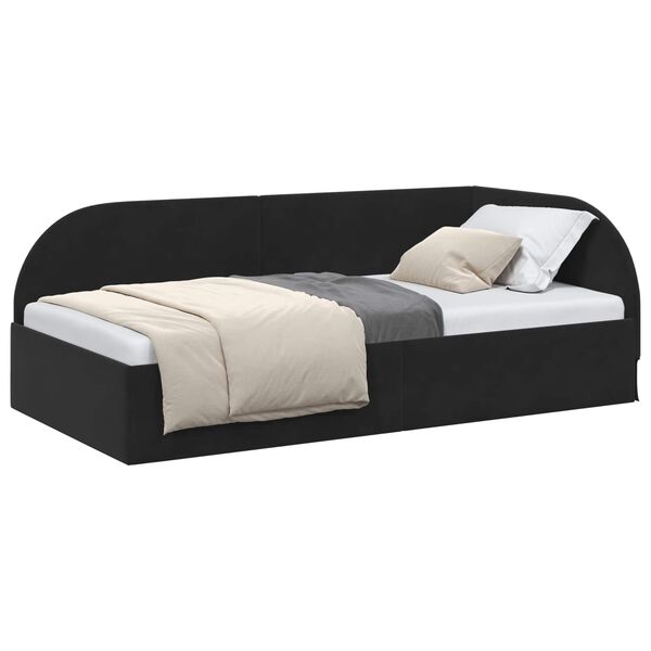 vidaXL Corner Bed Frame with Headboard Black 90 cm x 190 cm Velvet
