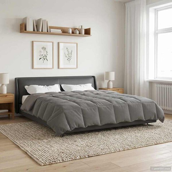 vidaXL Summer Duvet Quilted Light Grey 200 x 240 cm Microfiber