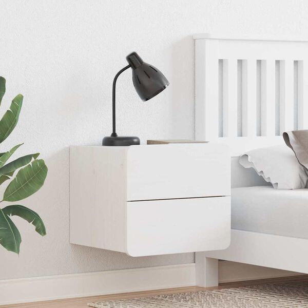 vidaXL Bedside Table 2 pcs White 39 x 34 x 33 cm Solid pinewood