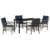 vidaXL Garden Dining Set with Cushion 5 pcs Grey and Black Rattan