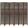 vidaXL Room Divider 6 Panels Dark Brown Solid Wood Paulownia