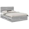 vidaXL Bed Frame with Drawer Grey Sonoma 140 x 200 cm Engineer Wood