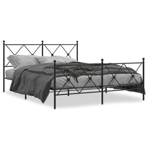 vidaXL Metal Bed Frame without Mattress with Footboard Black 150x200cm