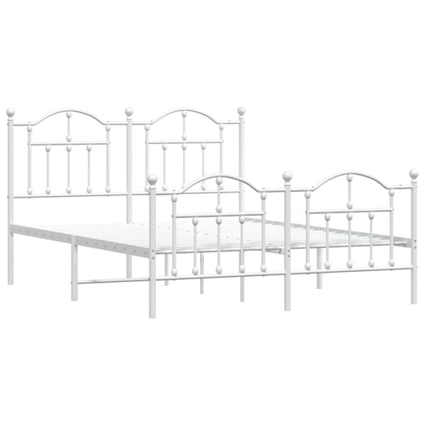 vidaXL Metal Bed Frame without Mattress with Footboard White 150x200cm
