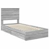 vidaXL Storage Bed with Drawer Grey Sonoma 90 x 190 cm Engineered Wood