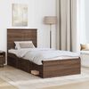 vidaXL Bed Frame with Headboard Brown Oak 90 x 200 cm Solid Pine Wood