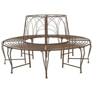 vidaXL Tree Bench 8-Seater &Oslash; 160 x 89 cm Steel Antique Brown Round