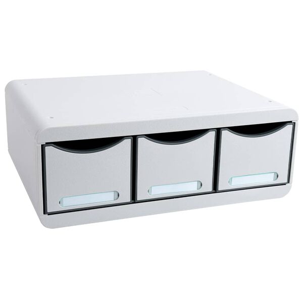 Exacompta Toolbox Maxi Desktop Drawer Set Office with 3 Drawers Light Grey