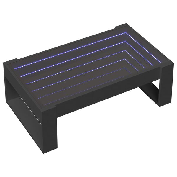vidaXL Coffee Table with Infinity LED Black 90x53x30 cm
