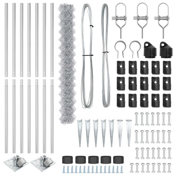 vidaXL Fence Post Silver 10 x 1.5 m (60 x 60 mm mesh) Steel