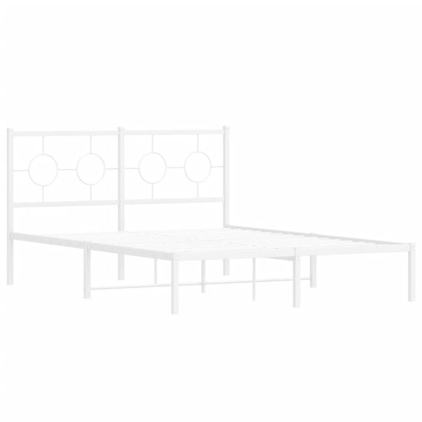 vidaXL Metal Bed Frame without Mattress with Headboard White 140x190cm
