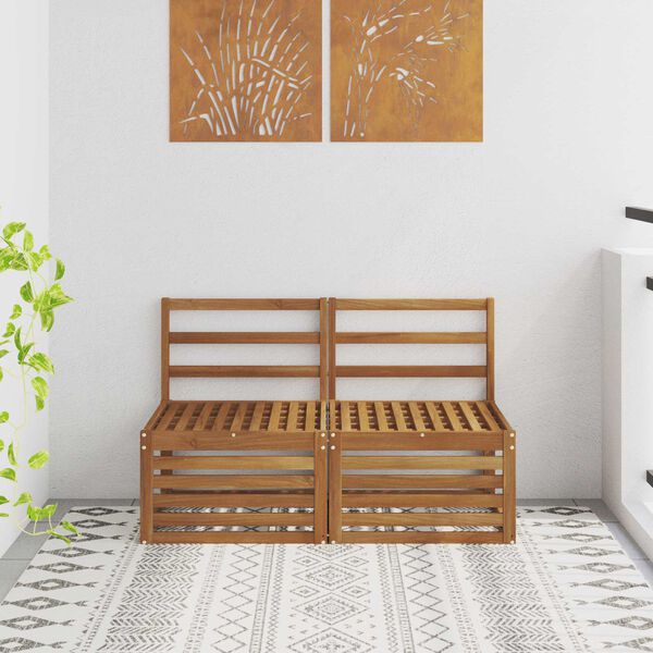 vidaXL 2 Piece Outdoor Middle Sofa Solid Acacia Wood Natural