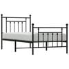 vidaXL Metal Bed Frame without Mattress with Footboard Black 90x190cm