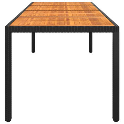 vidaXL Garden Table 250x100x75 cm Acacia Wood and Poly Rattan Black