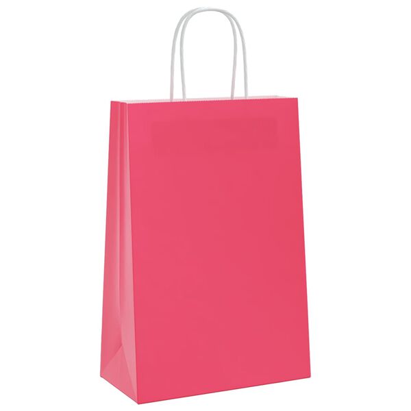 vidaXL Paper Bags 250 pcs with Handles Pink 21x11x31 cm