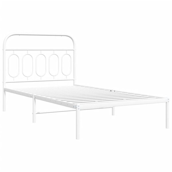 vidaXL Metal Bed Frame without Mattress with Headboard White 100x190cm