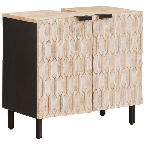 vidaXL Bathroom Sink Cabinet White 62 x 33 x 58 cm Solid Mango Wood