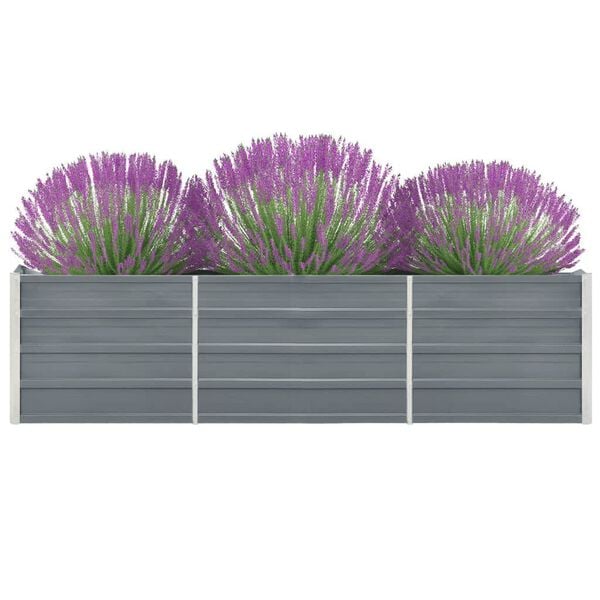 vidaXL Garden Raised Bed Galvanised Steel 240x40x45 cm Grey