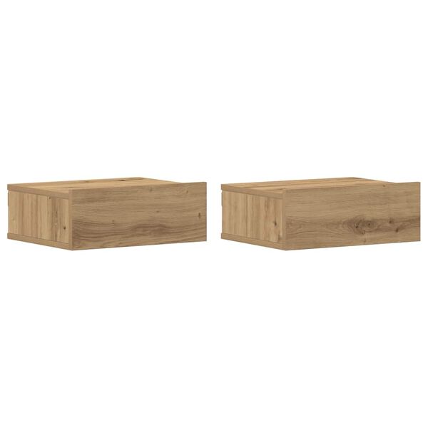 vidaXL Floating Nightstands 2 pcs Artisan Oak 40x32x15 cm Engineered Wood