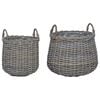 vidaXL Planter Basket with Storage 2 pcs Grey Lacak Rattan