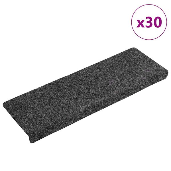 vidaXL Stair Mats Self-adhesive 30 pcs 65x21x4 cm Grey Rectangular Edge