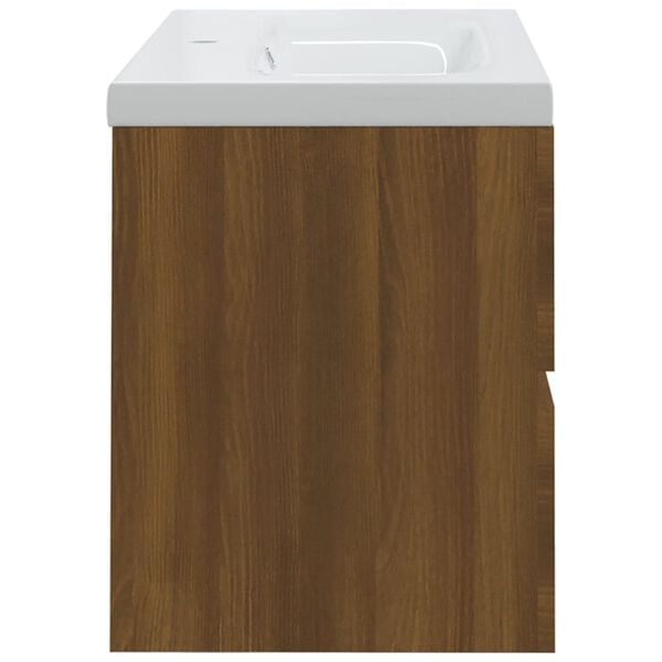 vidaXL Sink Cabinet with Built-in Basin Brown Oak Engineered Wood