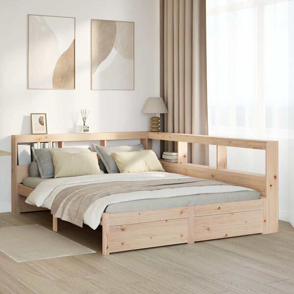 vidaXL Bookcase Bed without Mattress 140x190 cm Solid Wood Pine