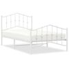 vidaXL Metal Bed Frame without Mattress with Footboard White 100x190cm