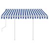 vidaXL Manual Retractable Awning with Posts 3.5x2.5 m Blue and White