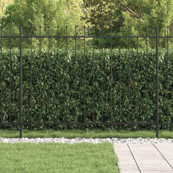 vidaXL Spike Fence Black 200 x 200 cm Powder-Coated Steel