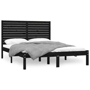 vidaXL Bed Frame without Mattress Black 150x200 cm Solid Wood