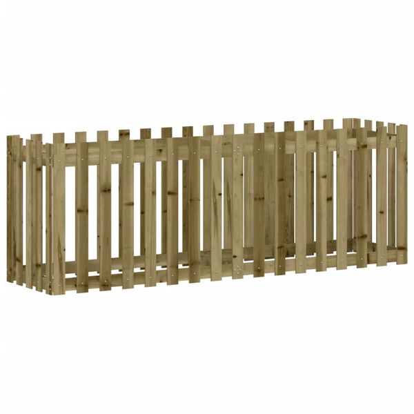 vidaXL Garden Raised Bed with Fence Design 200x50x70 cm Impregnated Wood Pine