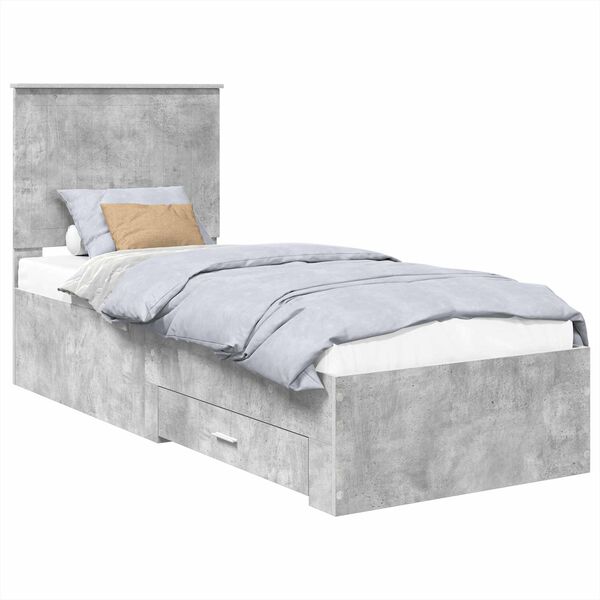vidaXL Bed Frame Concrete Grey and Silver 70 x 190 cm Engineered Wood