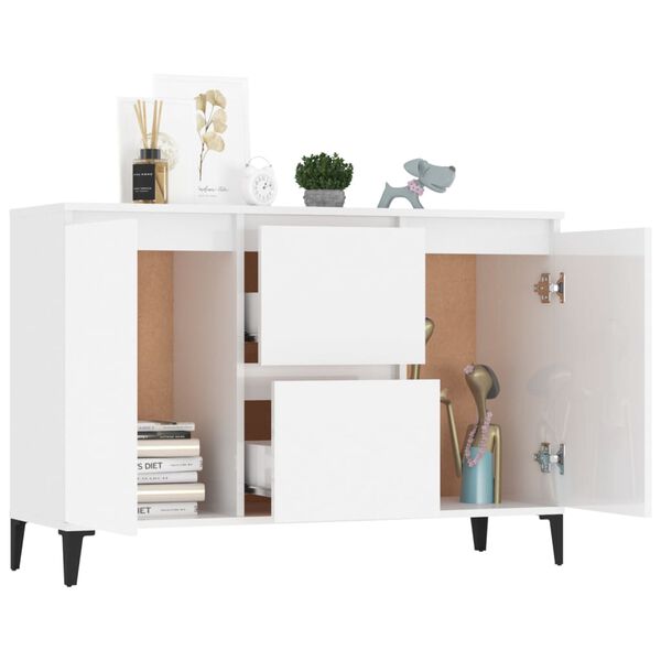 vidaXL Sideboard High Gloss White 102x35x70 cm Engineered Wood