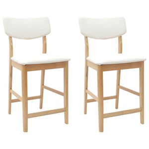 vidaXL Dining Chairs 2 pcs Solid Rubber Wood Natural 48 x 49 x 95 cm