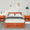vidaXL Bed Frame with Headboard Wax Brown 140 x 190 cm Solid Pine Wood