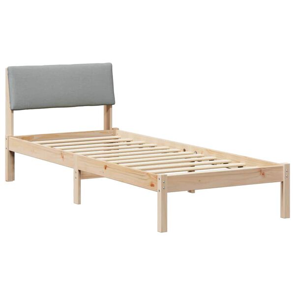 vidaXL Bed frame Brown and light grey 75 x 190 cm Solid pine wood