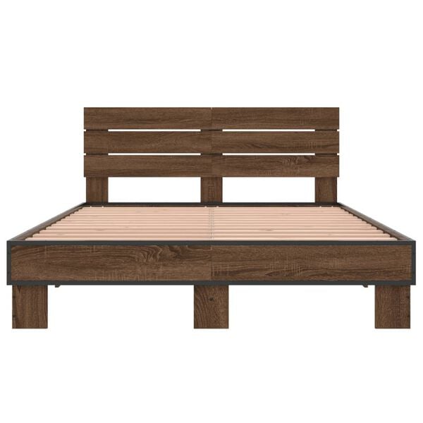 vidaXL Bed Frame without Mattress Brown Oak 140x200 cm