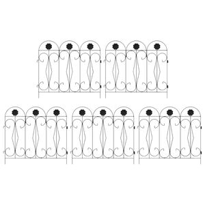 vidaXL Garden Fence 5 pcs Steel Black