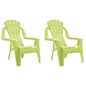 vidaXL Garden Chairs 2 pcs for Children Green 37x34x44cm PP Wooden Look