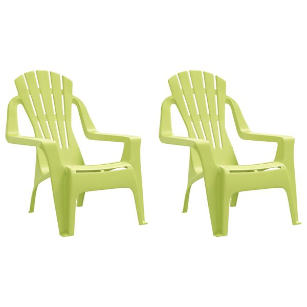 vidaXL Garden Chairs 2 pcs for Children Green 37x34x44cm PP Wooden Look