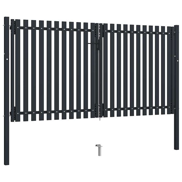 vidaXL Double Door Fence Gate Steel 300x175 cm Anthracite