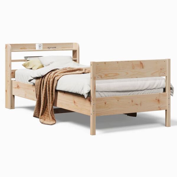 vidaXL Bed Frame without Mattress 75x190 cm Small Single Solid Wood Pine