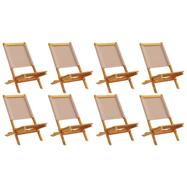 vidaXL Folding Garden Chairs 8 pcs Taupe Fabric and Solid Wood