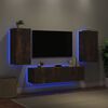 vidaXL 4 Piece TV Wall Units with LED Smoked Oak Engineered Wood