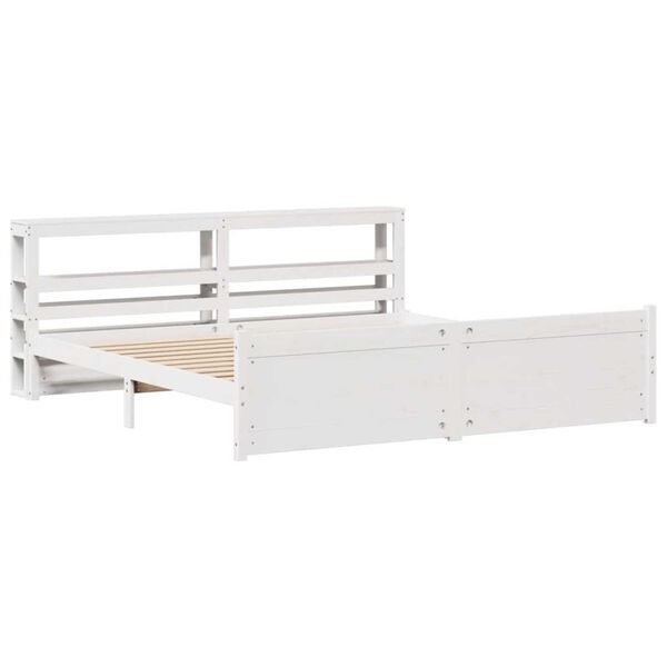 vidaXL Bed Frame with Headboard without Mattress White 180x200 cm Super King