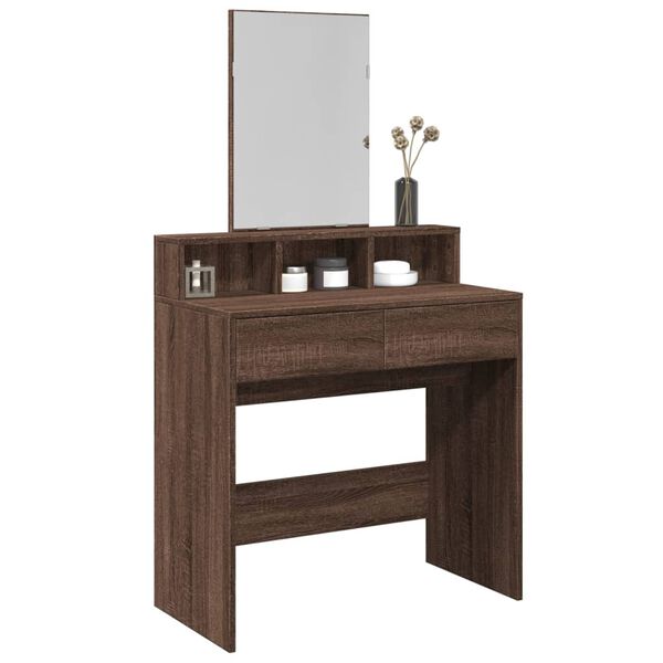 vidaXL Dressing Table with Mirror Brown Oak 80x41x144.5 cm