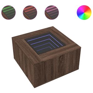 vidaXL Coffee Table with LED Brown Oak 60x60x40 cm Engineered Wood