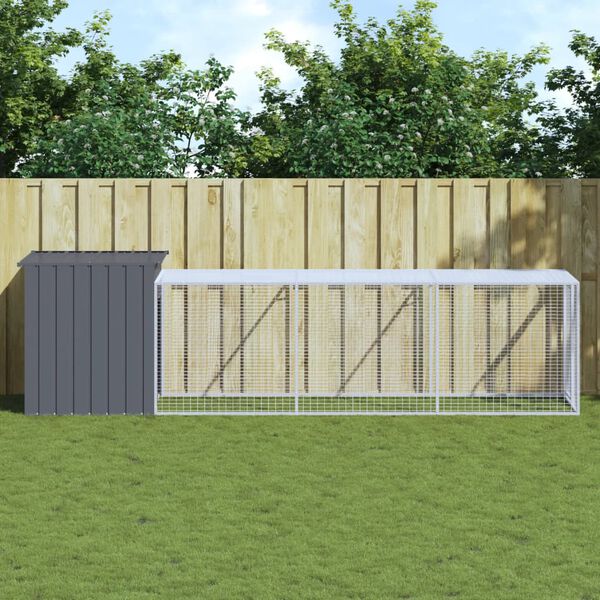 vidaXL Chicken Cage with Run Anthracite 110x405x110 cm Galvanised Steel