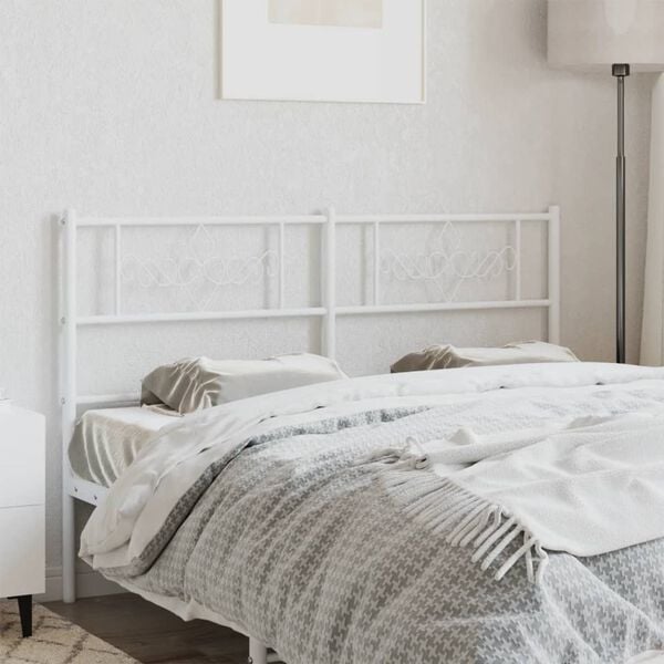 vidaXL Metal Replace Headboard White 120 cm